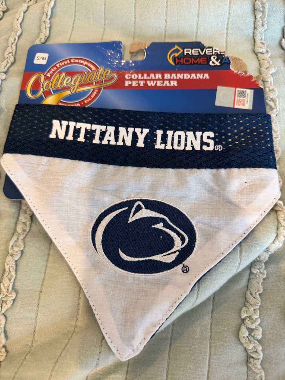 Collegiate Nittany Lions Pet Bandana - Navy & White - reversible